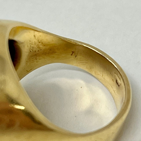 18K Gold Round  Diamond Signet  Ring