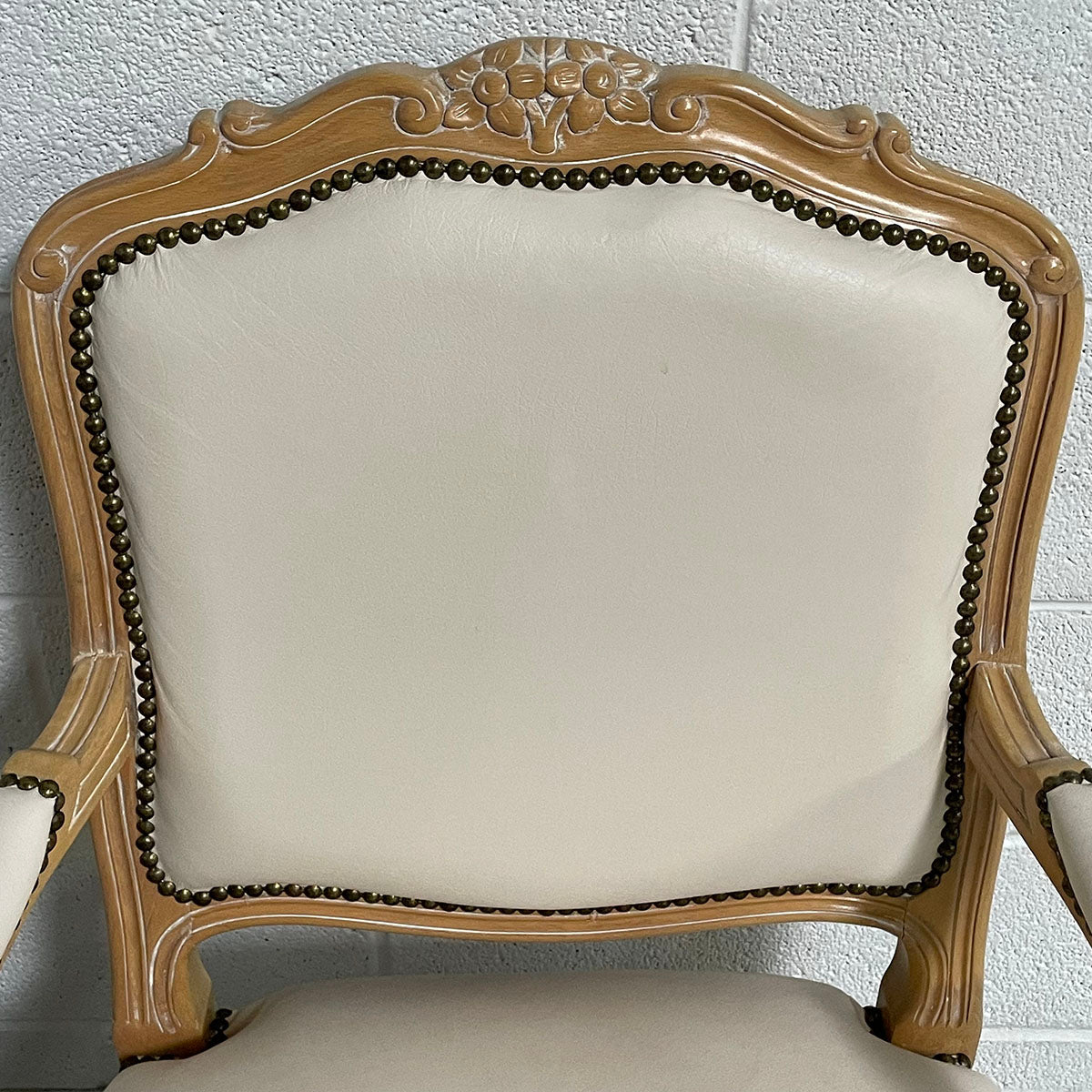 Pair of French-Style Leather Chairs With Nail Head Accents