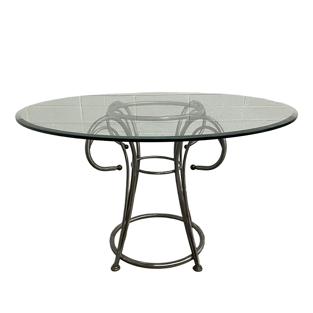 Glass Top Dining Table with Metal Pedestal Base