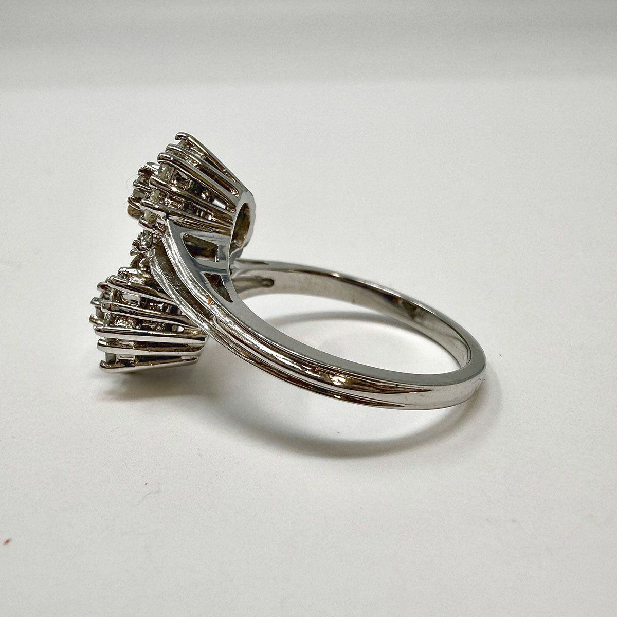 14K White Gold 2 Diamond Cluster Ring