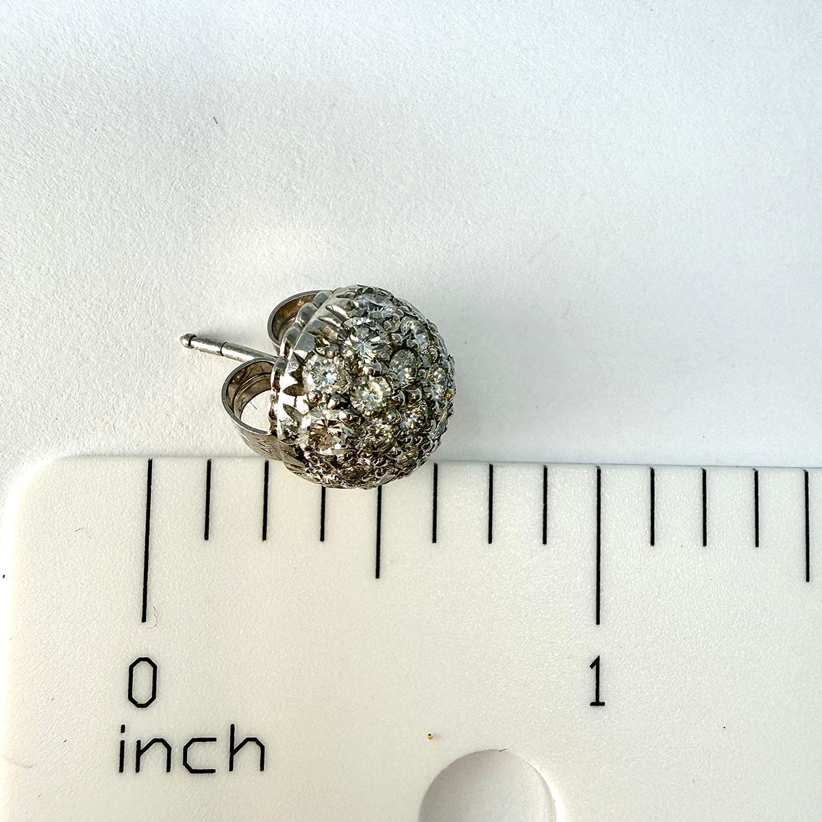 Harko Platinum Dome Earrings with 60 Diamonds