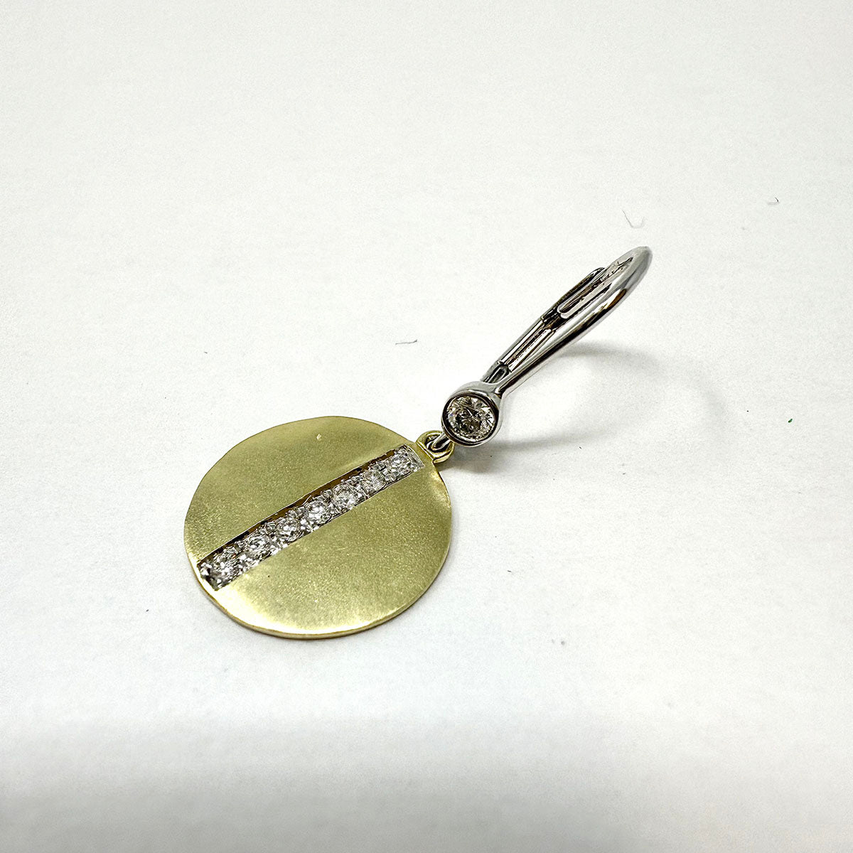 14K Gold  Dangle Disc Earrings with 0.27ct Diamonds