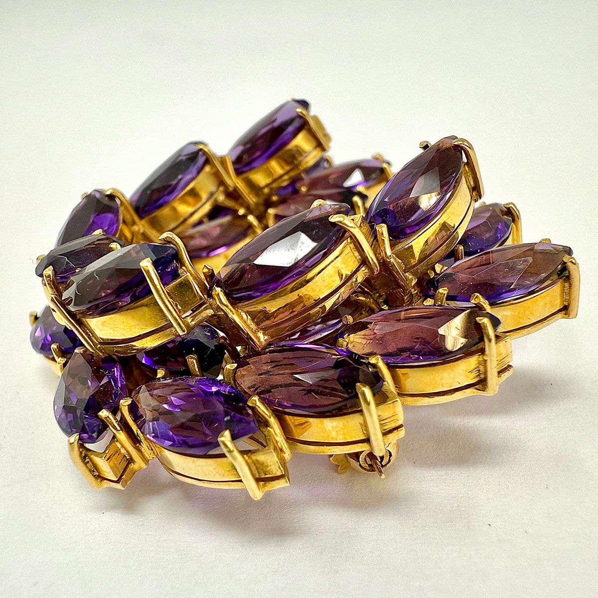 Tiffany & Co. Vintage 18K Gold and Amethyst U-shaped Brooch