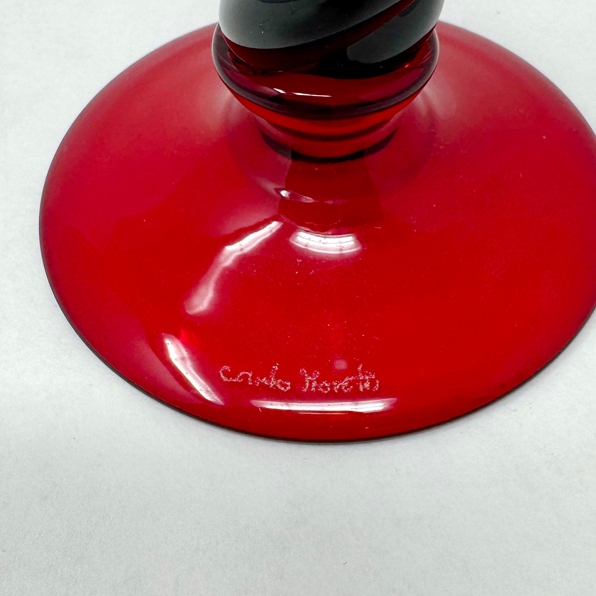 Art Glass Champagne Flute, Signed