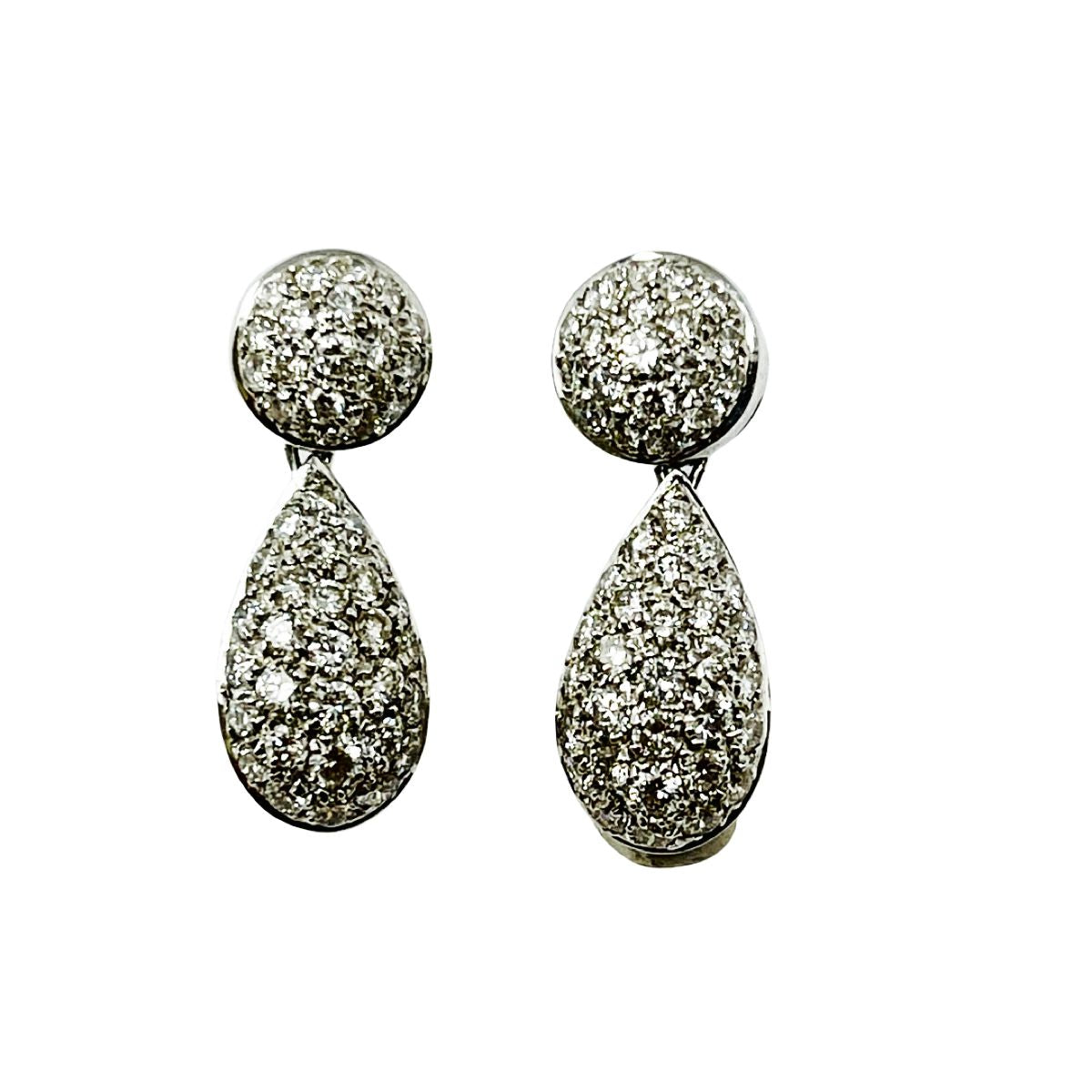 Hasbani 18K White Gold Diamond Drop Earrings