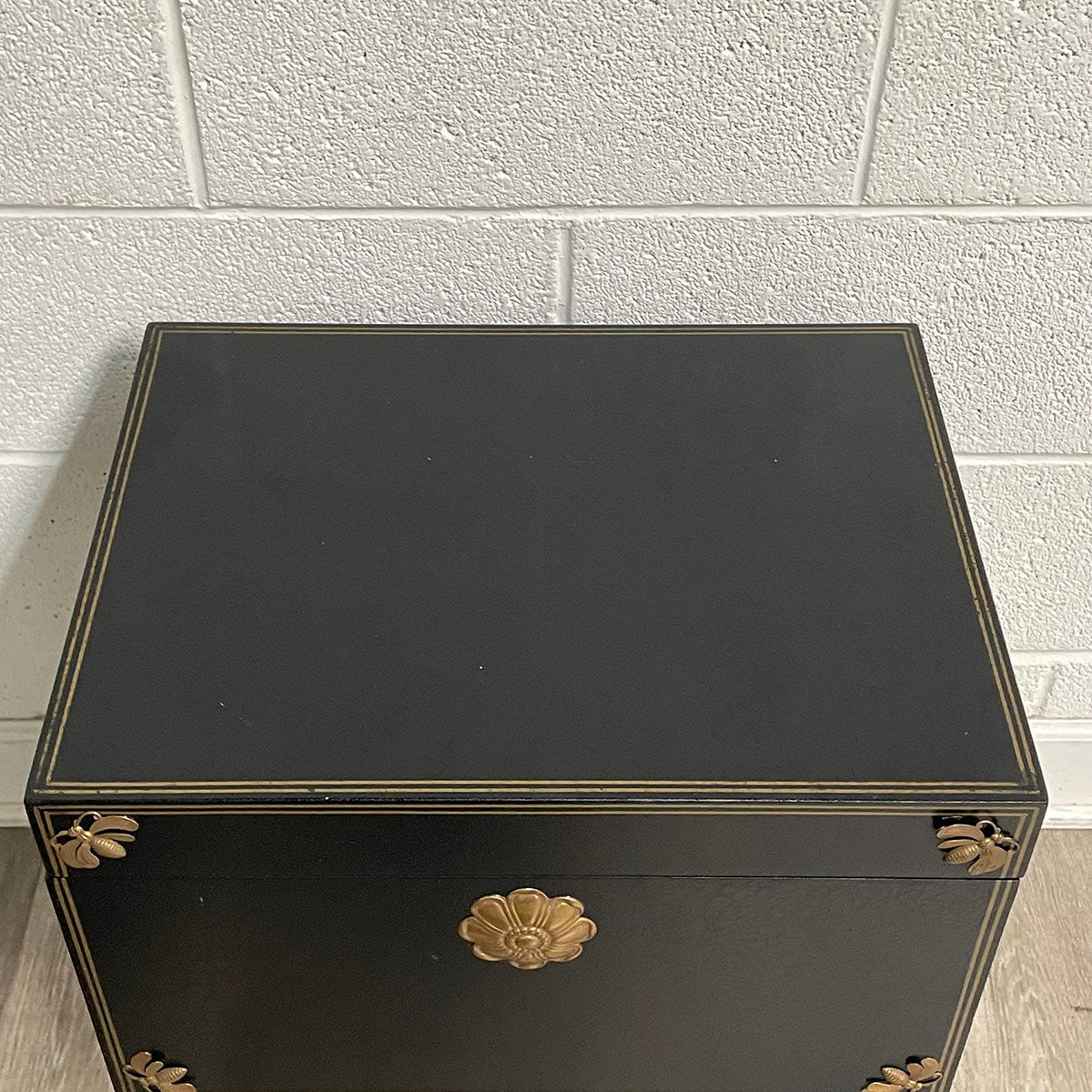 Decorative Black Box on Metal Stand