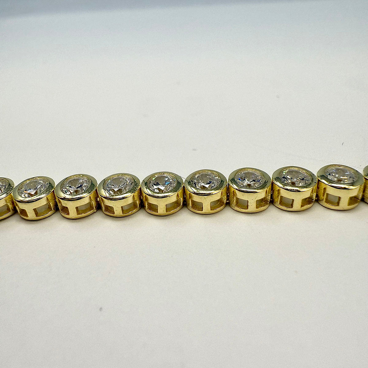 7" Bezel Set Round CZ Gold-plated Tennis Bracelet