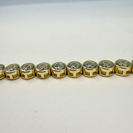 7" Bezel Set Round CZ Gold-plated Tennis Bracelet
