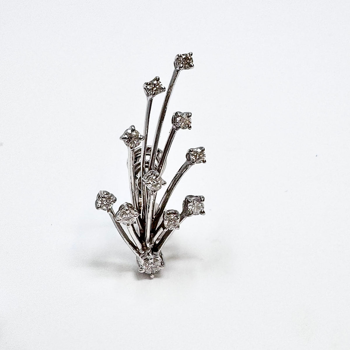 18K White Gold Diamond Spray Clip-on Earrings