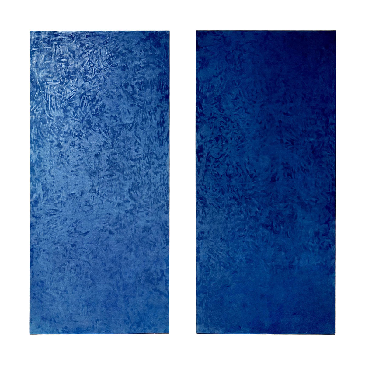 Painting diptych "Double Blue Black" signed 2 Panels