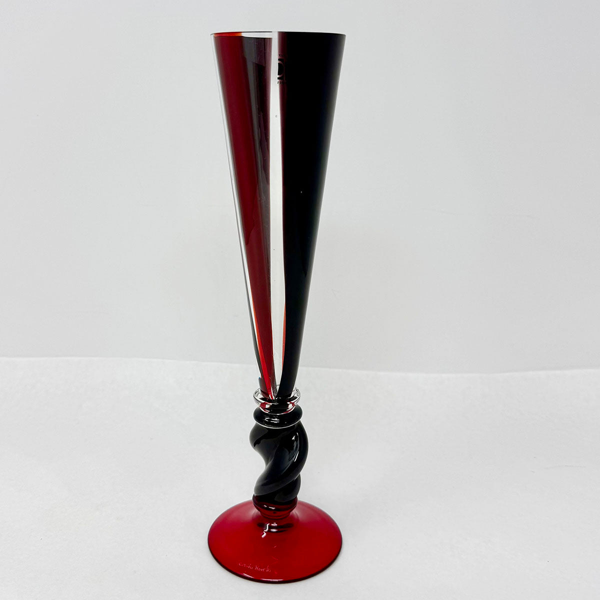 Art Glass Champagne Flute, Signed