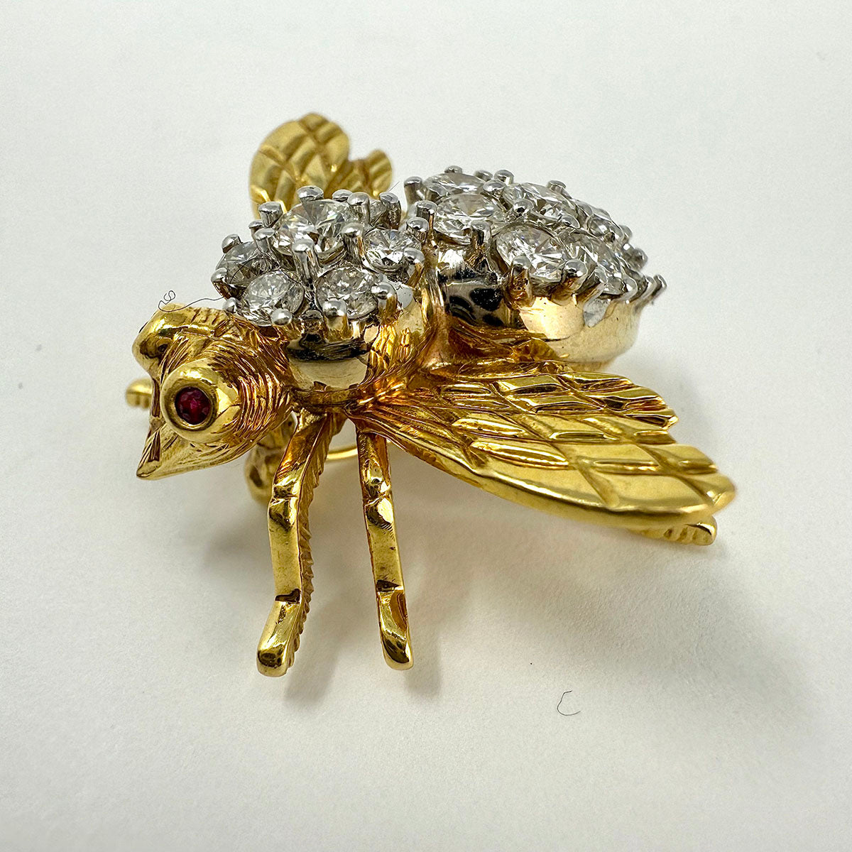 Rosenthal 18K Gold Bee Pin with 19 Full Cut Diamonds