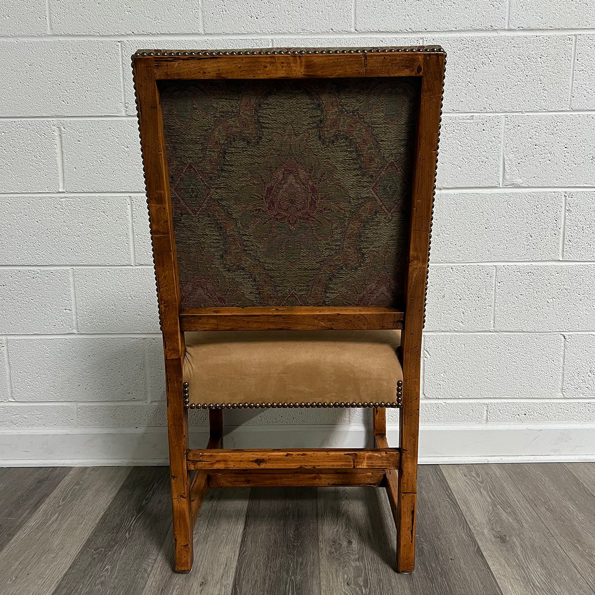 Set Of 6 Micro Suede and Embroidered Fabric Dining Chairs