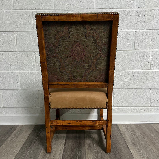 Set Of 6 Micro Suede and Embroidered Fabric Dining Chairs