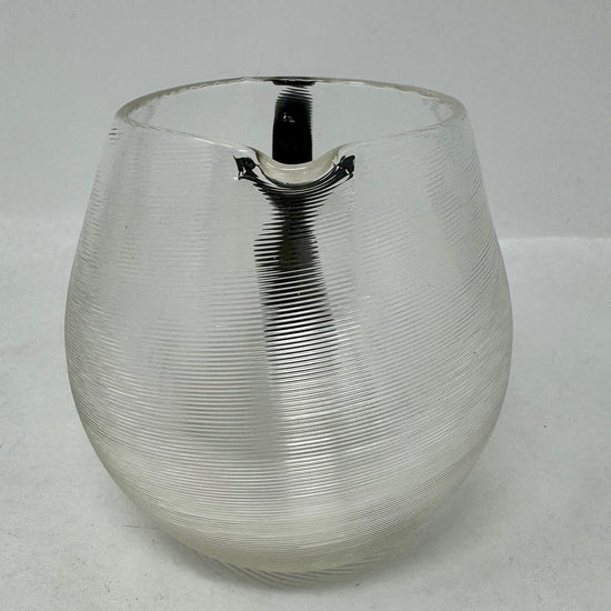 Hand Blown Threaded Glass Pitcher with 5 Small Glasses