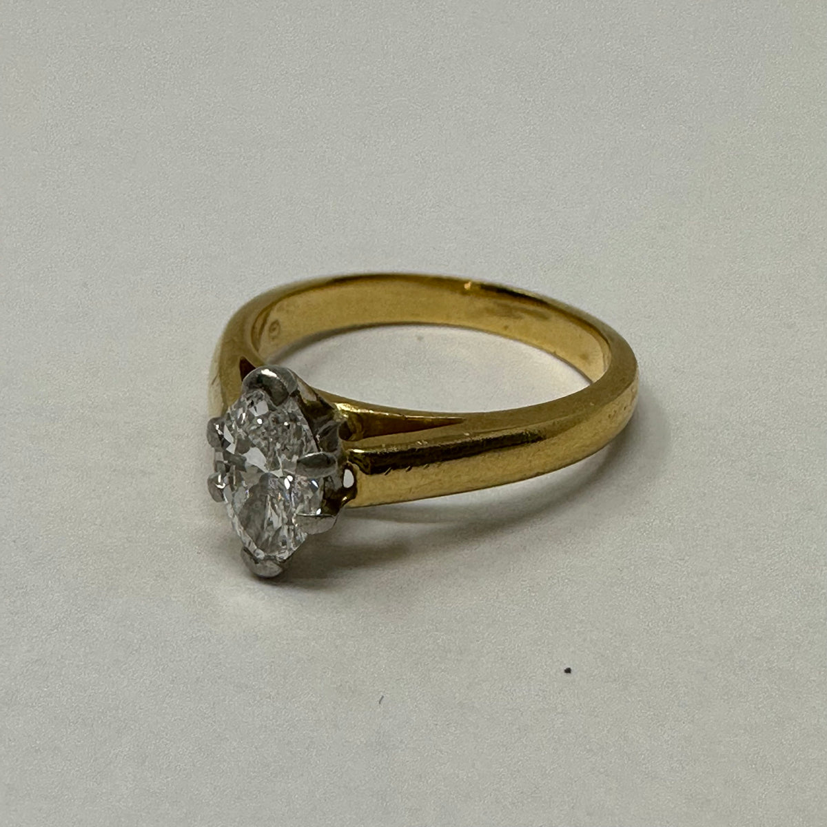 18K Gold Ring with 0.71 Marquise Cut Diamond