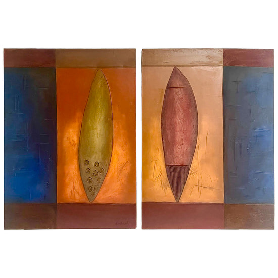 "Abstract Diptych" Original Painting Signed on Back