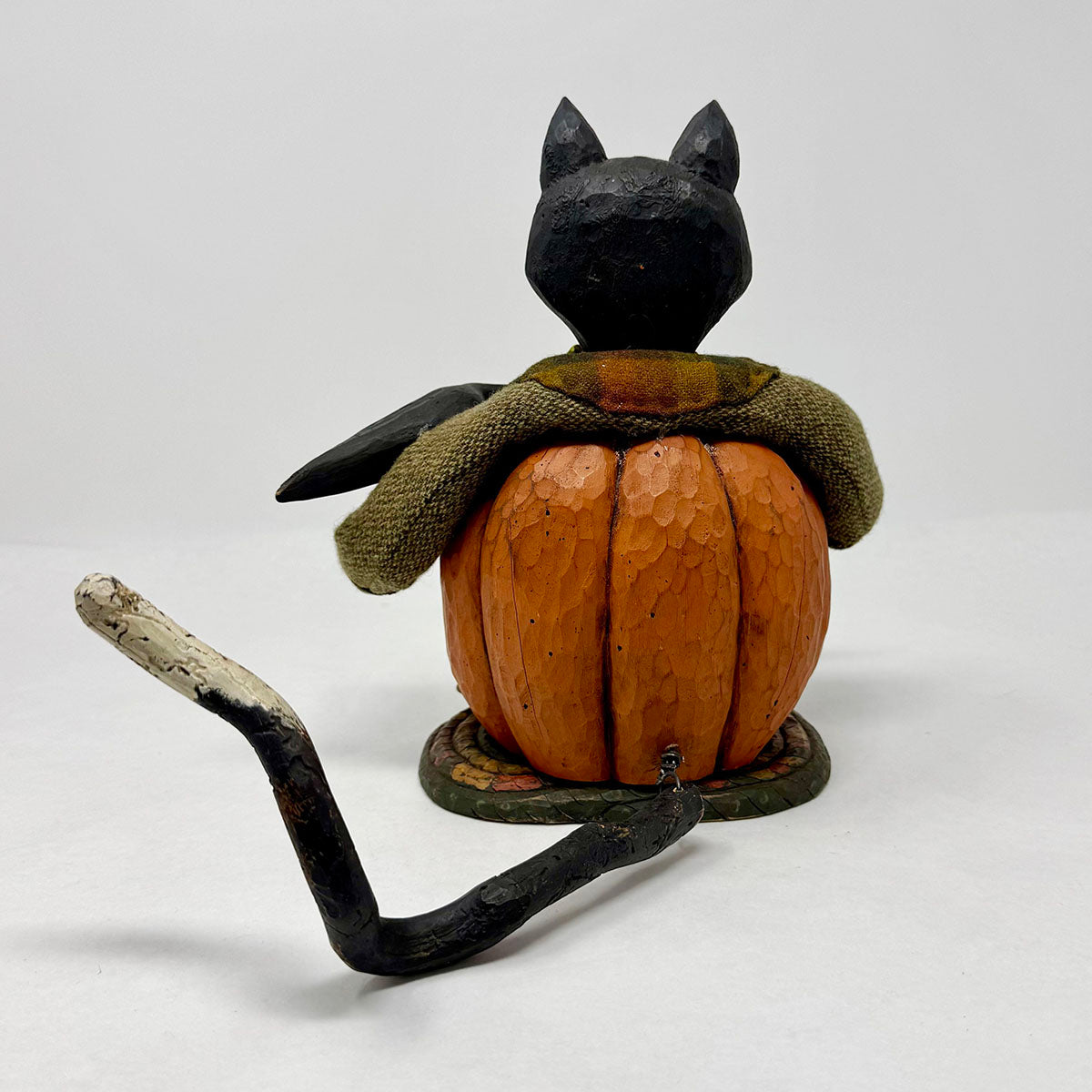 Folk Art Carved Halloween Cat Handmade signed