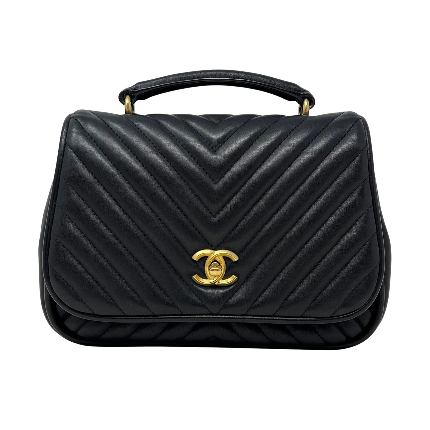 Chanel Reverse Chevron  Top Handle Bag