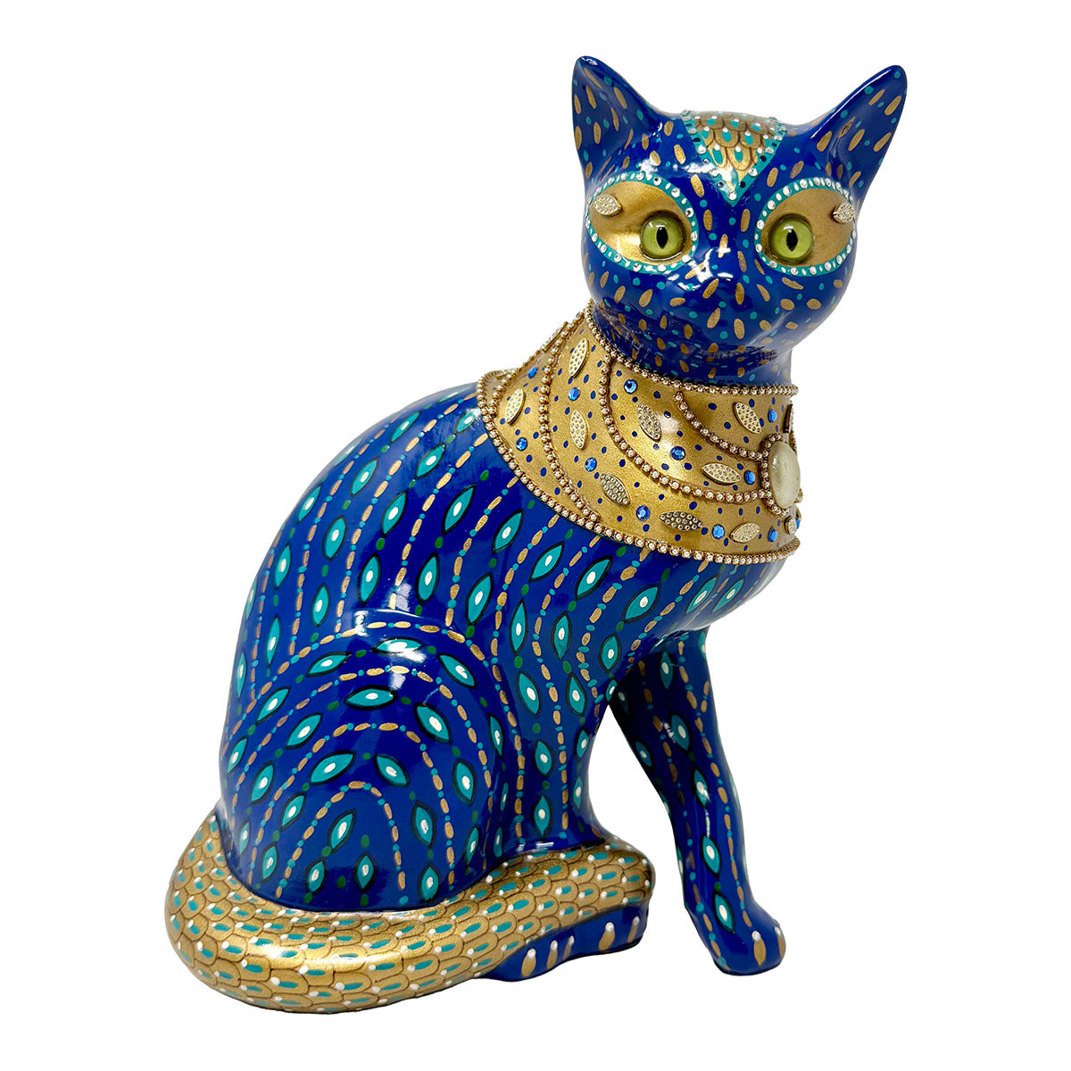 Bejeweled Cat Figure, Signed