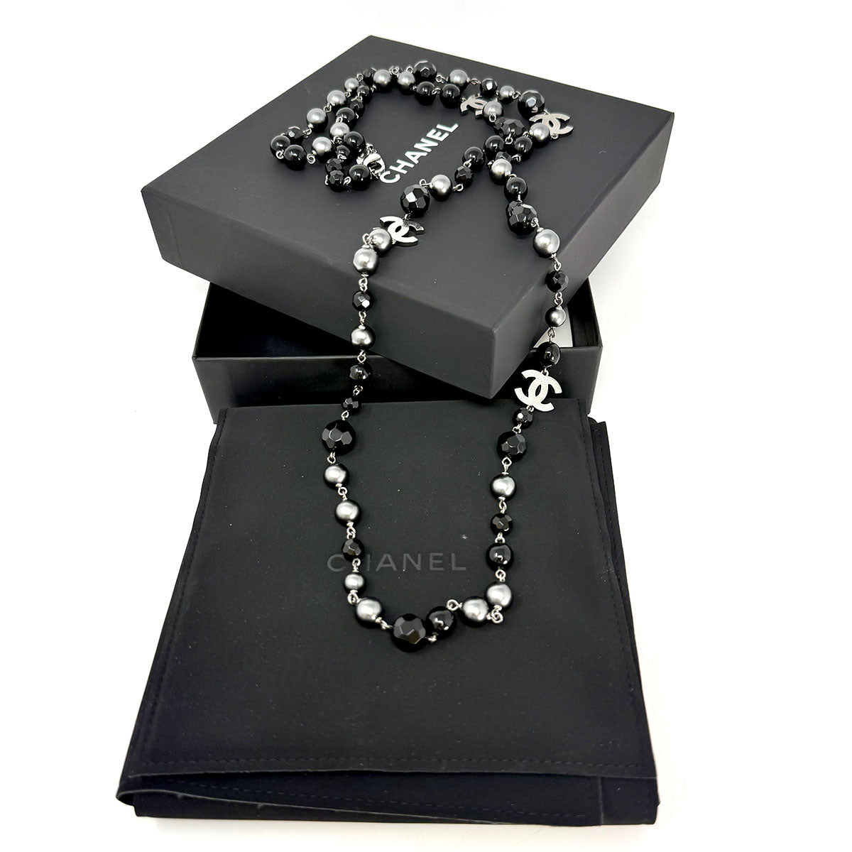 Chanel Faceted Beaded CC Station Necklace