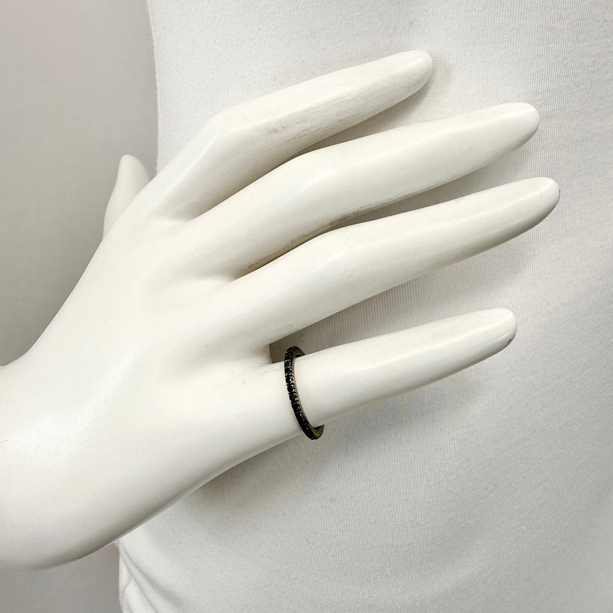 14K White Gold Black Diamond Eternity Band