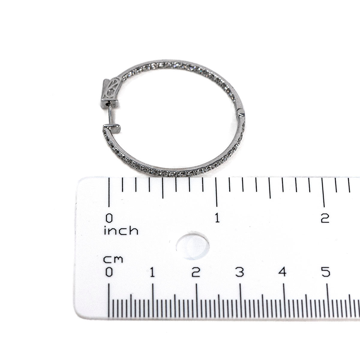 14K White Gold Diamond Inside Out Hoop Earrings