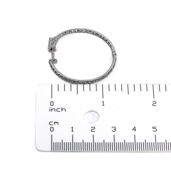 14K White Gold Diamond Inside Out Hoop Earrings