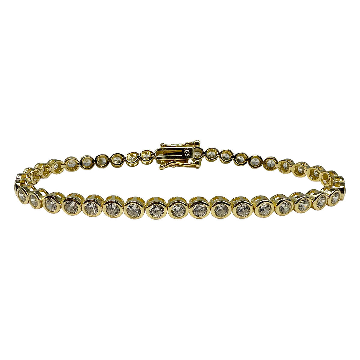 7" Bezel Set Round CZ Gold-plated Tennis Bracelet