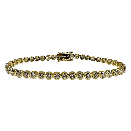 7" Bezel Set Round CZ Gold-plated Tennis Bracelet