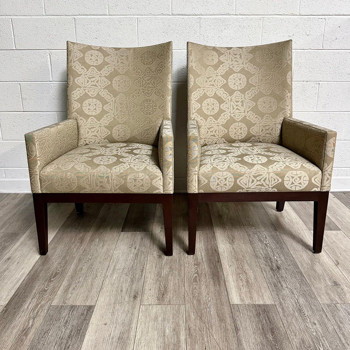 Pair of Highback Upholstered Armchairs