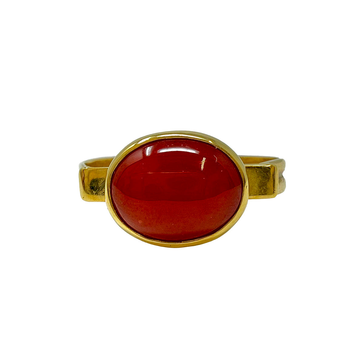Susan Berman 18K Gold Ring with Oval Cabochon Coral