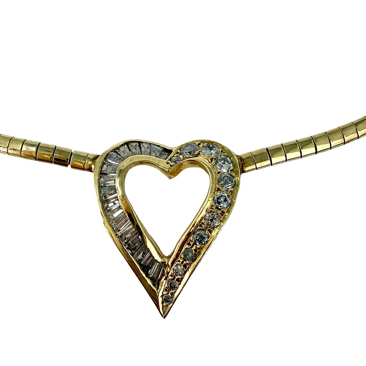 14K Gold Necklace Diamond Heart Necklace