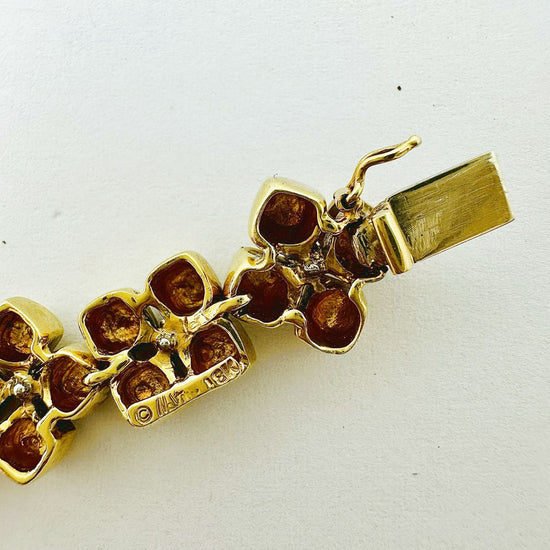 M. Stowe 18K Gold Clover Link Bracelet with Diamonds