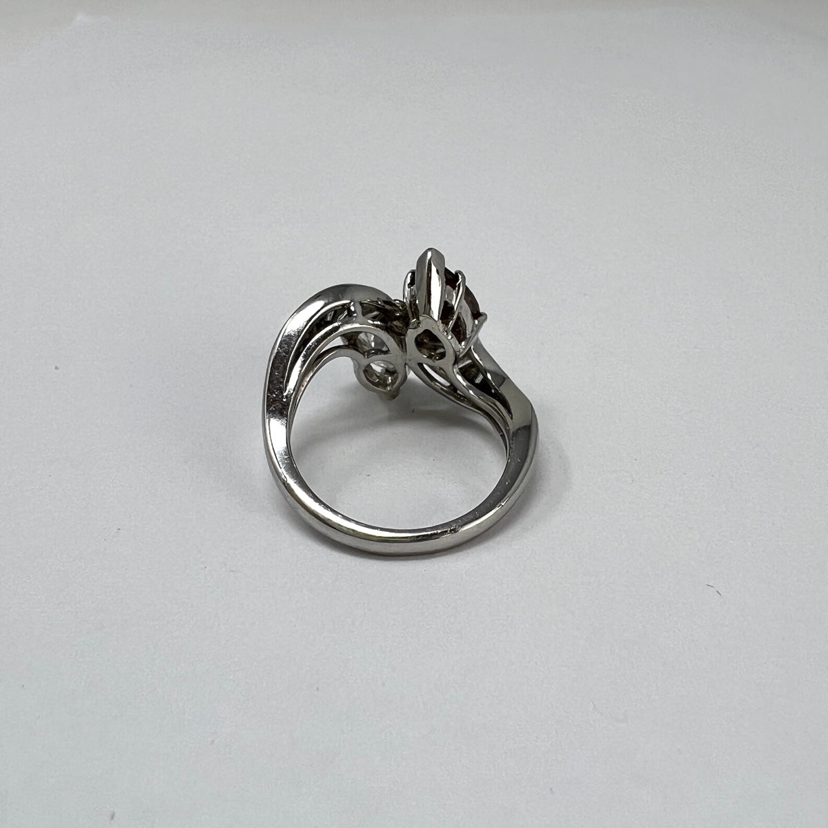 Platinum Twin Diamond Ring with 1.18ct Diamond and 1.17ct Cognac Colored Diamond