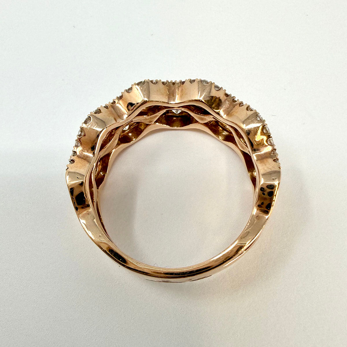 14K Rose Gold Zigzag Diamond Ring