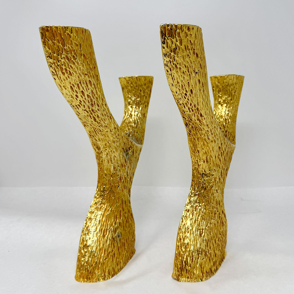 Pair of Brutalist Wishbone Candle Holders