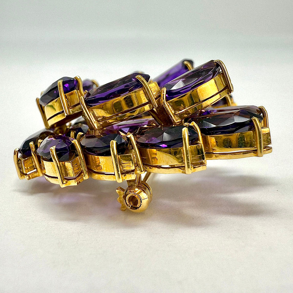 Tiffany & Co. Vintage 18K Gold and Amethyst U-shaped Brooch