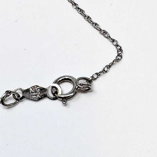 14K White Square Diamond Pendant Necklace