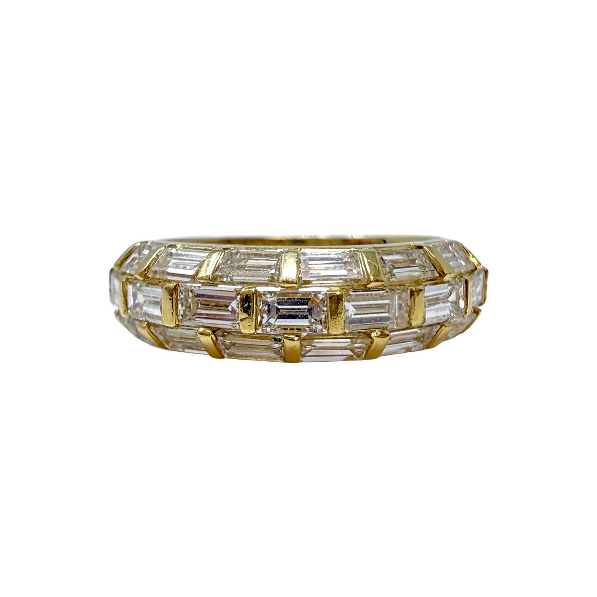 Sabbadini 18K Gold Ring with 19 Baguette Diamonds