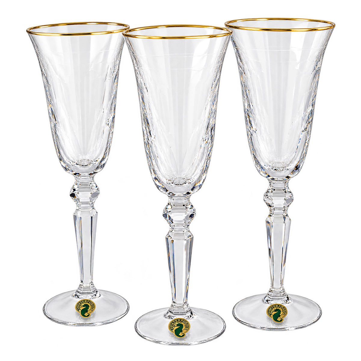Set of 10 Etched Champagne Flutes "Charlemont"