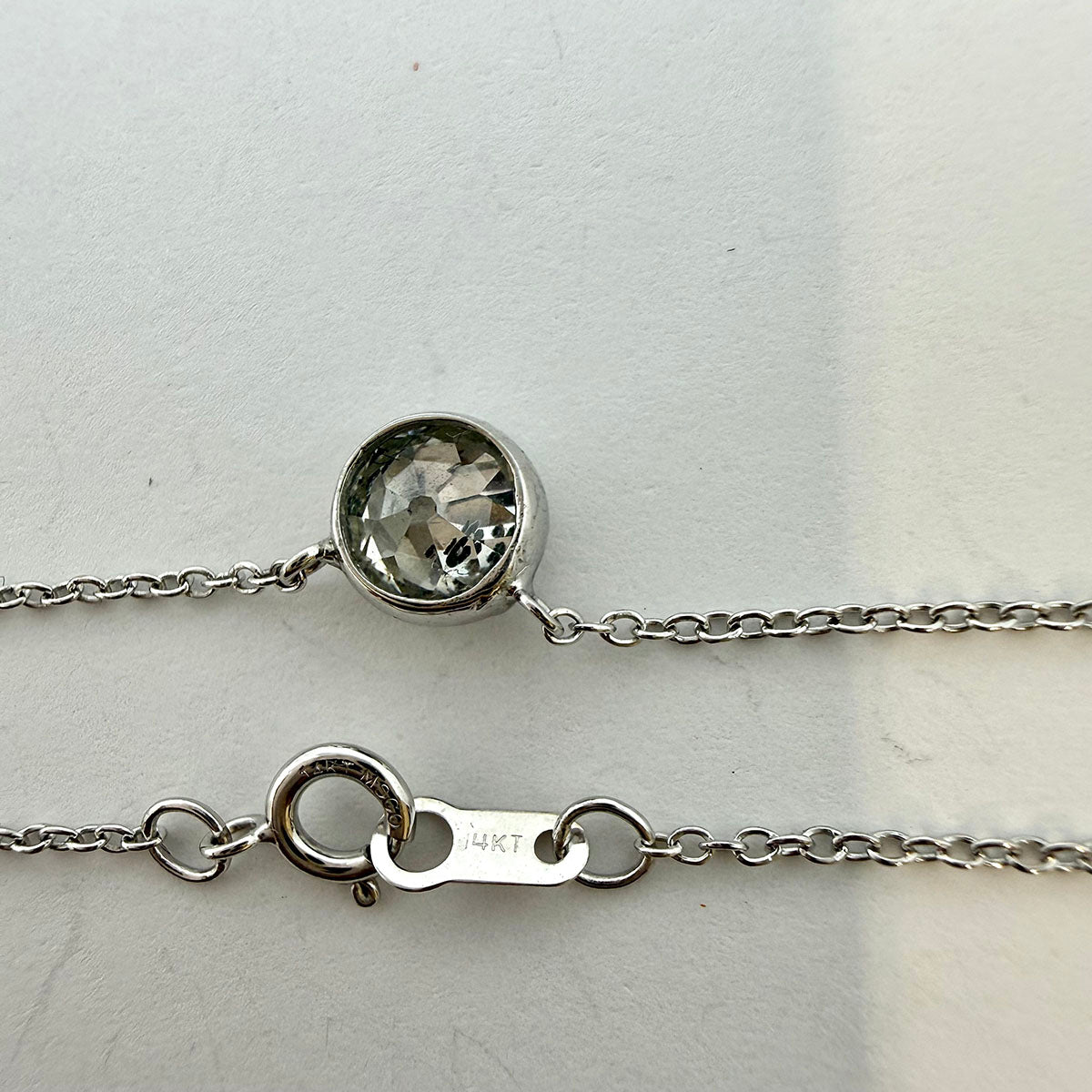 14K White Gold Necklace with Bezel Set Diamond