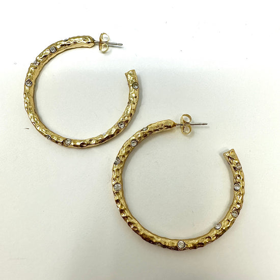 TAT 2 Gold Pavia Hoops with Crystals Earrings
