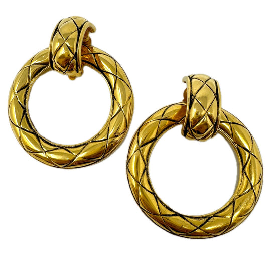 Chanel Vintage Quilted Hoop Earrings