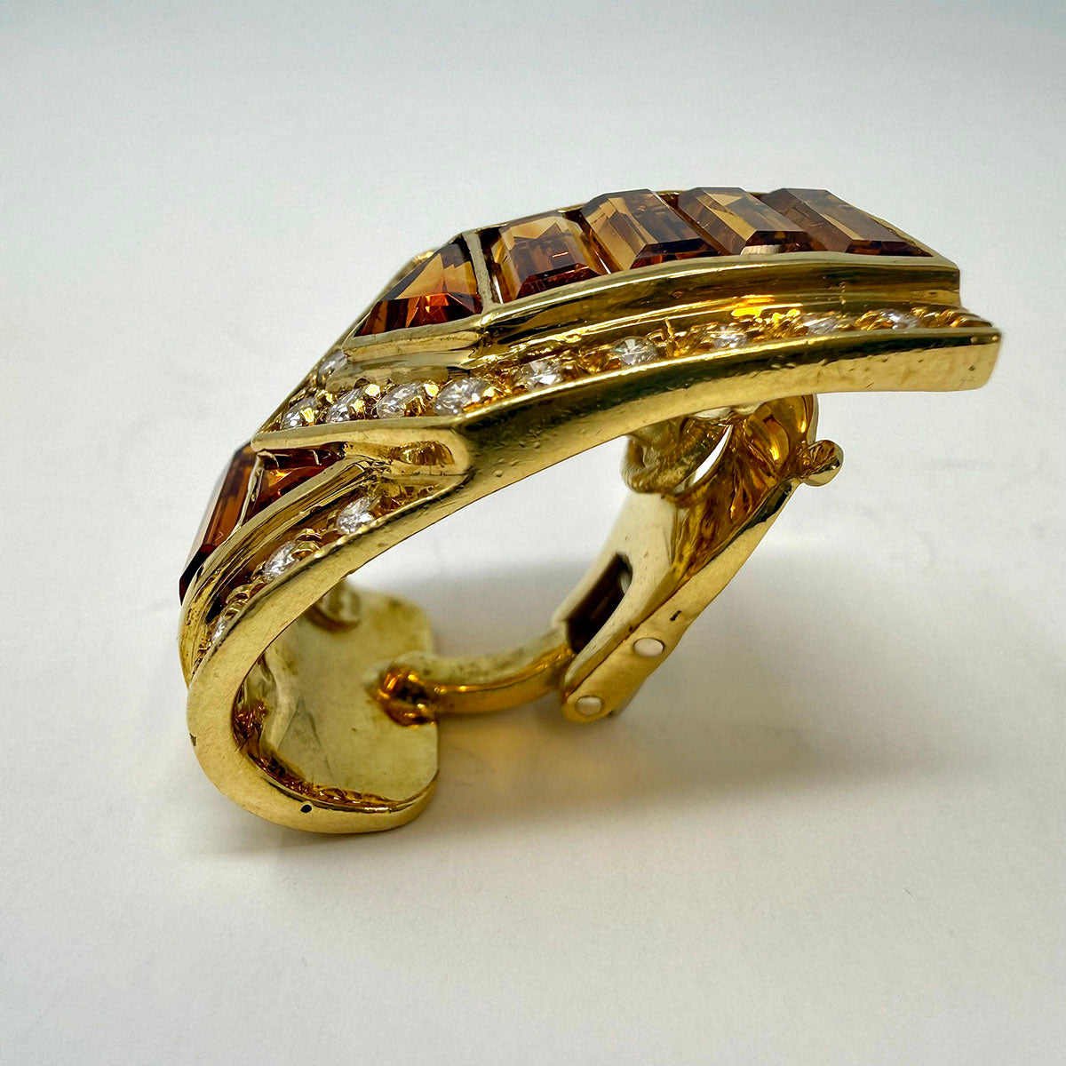 Sabbadini 18K Gold Clip-on Earrings with Diamonds and Citrines