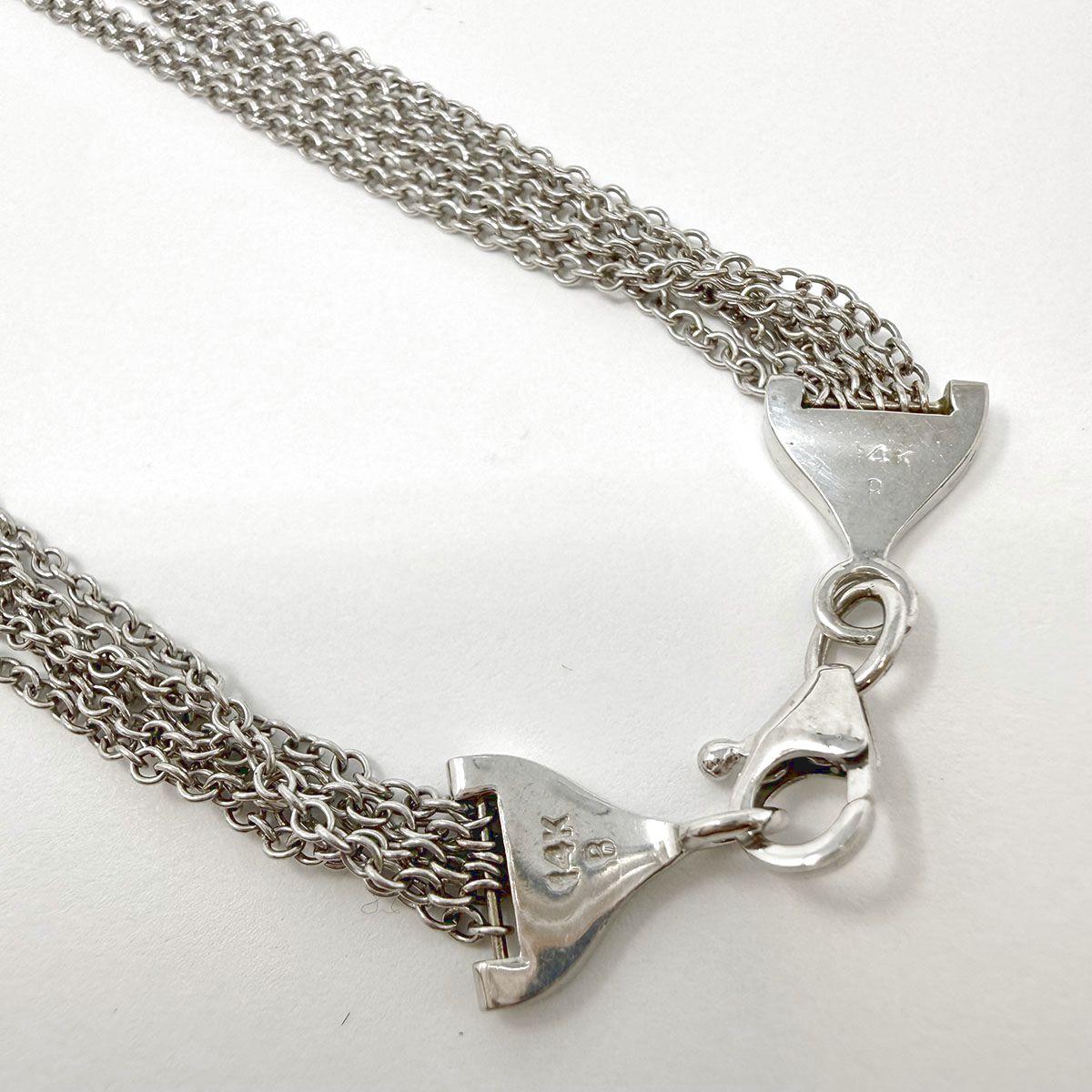 18K White Gold Six Chain Necklace with Diamond Bowtie