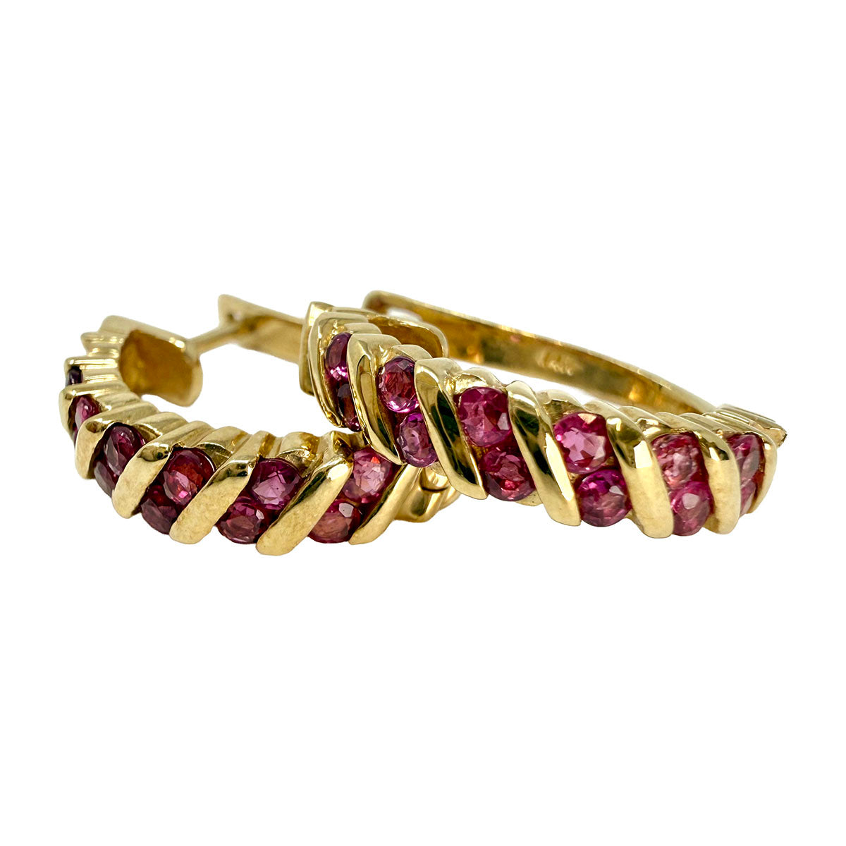 14K Ruby Hoop Earrings