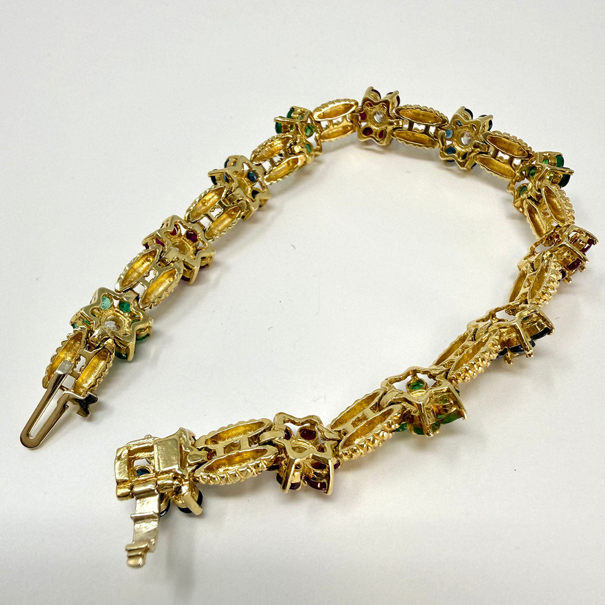 14K Gold Ruby, Emerald, Sapphire and  Diamond Bracelet - appraisal