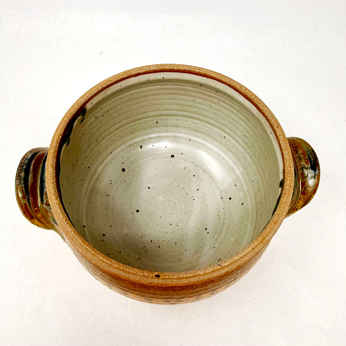 Handmade Ceramic Ash Glaze Lidded Jar Signed