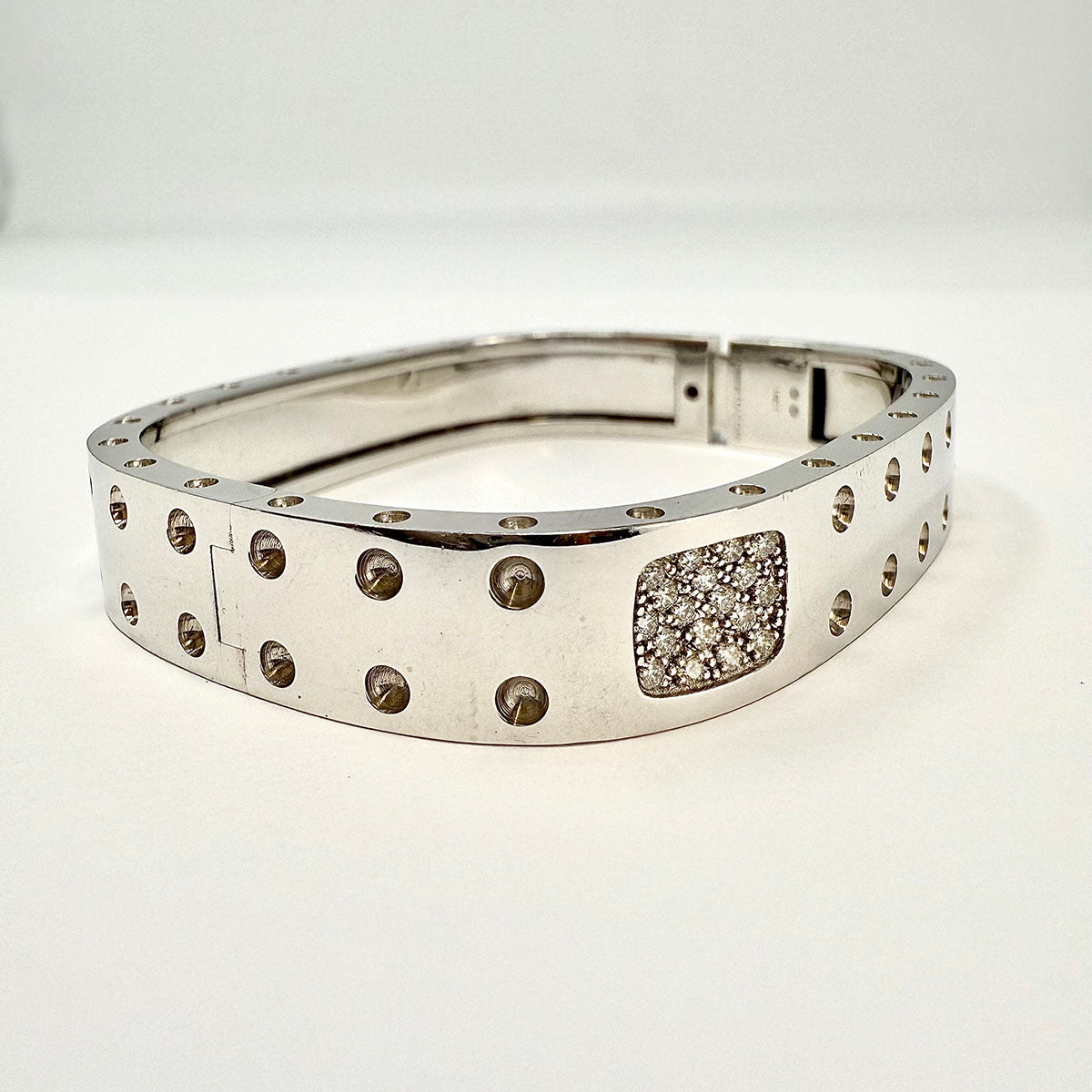Roberto Coin Hinged 18K White Gold "Pois Moi" Bracelet with Diamond